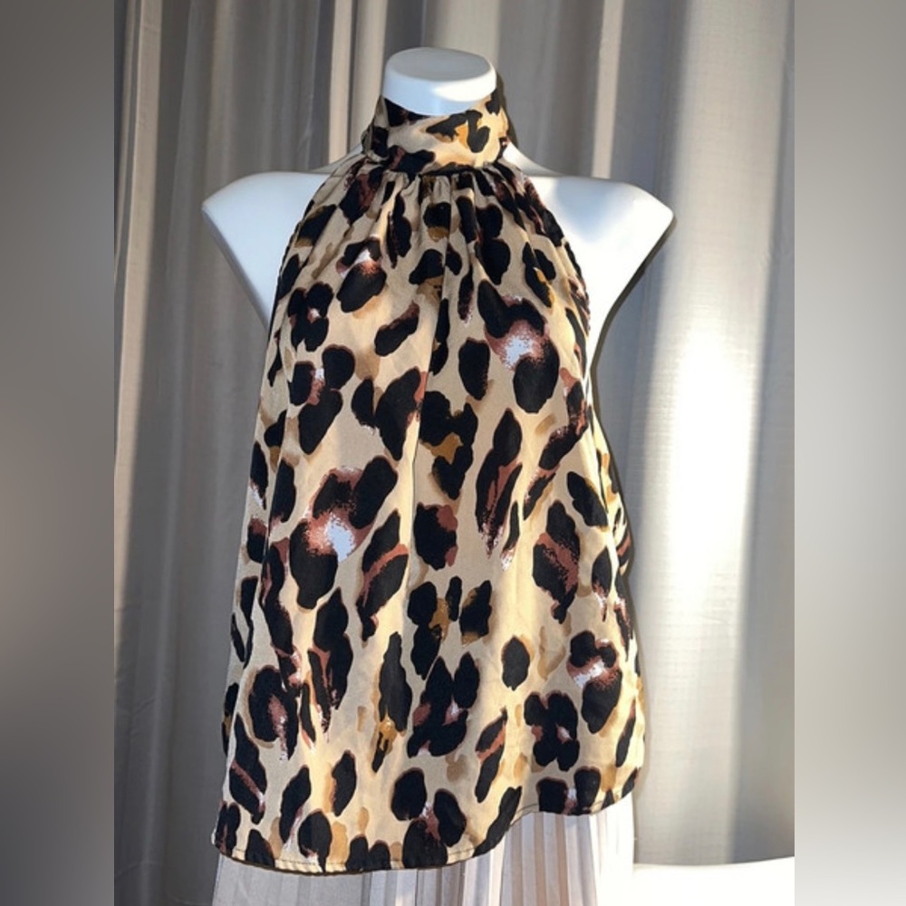 Halter blouse large leopard print size XL